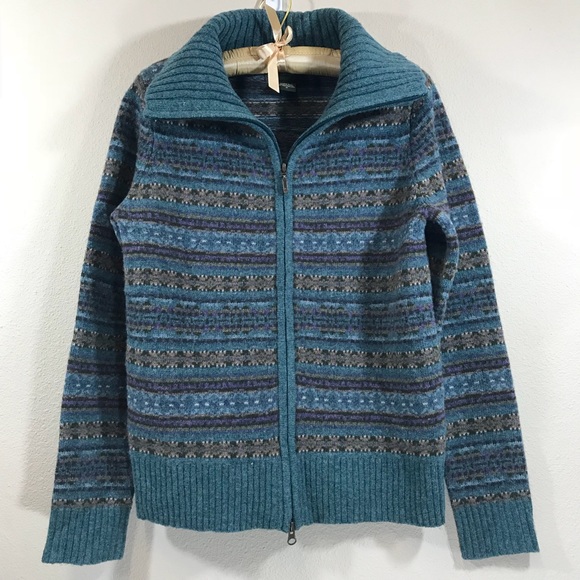 Eddie Bauer Sweaters - nordic fair isle lambswool knit cardigan sweater